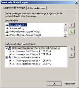 Netzwerkadapter Reihenfolge ändern – Windows 7