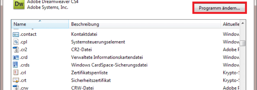 Dateitypen unter Windows 7 verschwunden