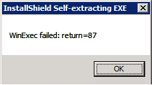 Winexec failed return=87