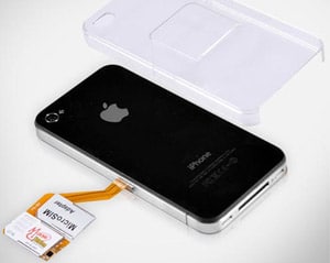Dual-SIM-Adapter mit Rückschale fürs iPhone 4