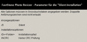 FastStone Photo Resizer – Silent Installation – Installationsparameter