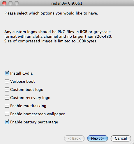 redsn0w 0.9.6.b1: Jailbreak für iOS 4.0, 4.1