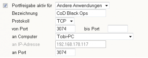 Call of Duty: Black Ops – Ports für Multiplayer freischalten / forwarden