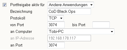Black Ops - Port weiterleiten Fritzbox 7170