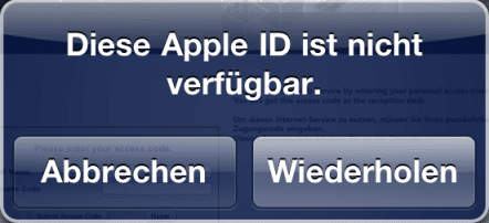 Diese Apple ID ist nicht verfügbar