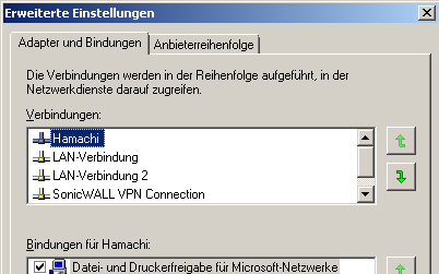 Hamachi - Reihenfolge Netzwerkadapter