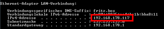 ipconfig - Ausgabe