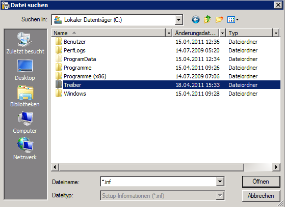 Windows Server 2008 R2 - Treiber wählen