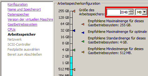 VMWare - Arbeitsspeicher