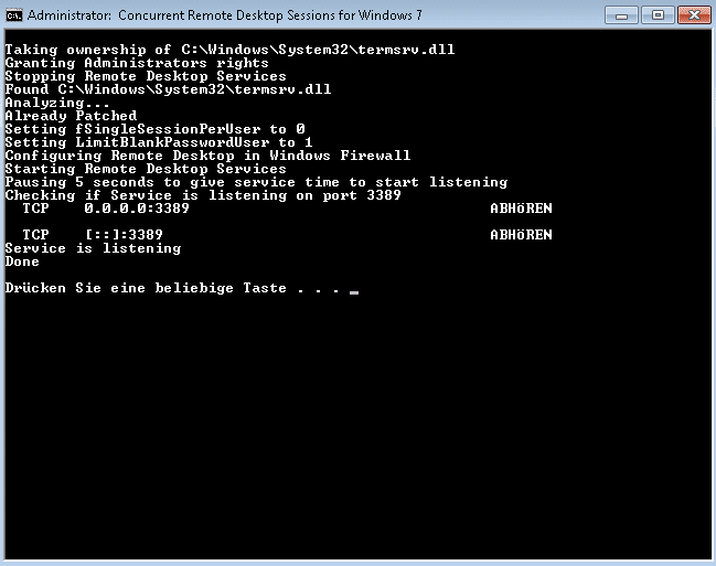 RDP unter Windows 7 Home Premium