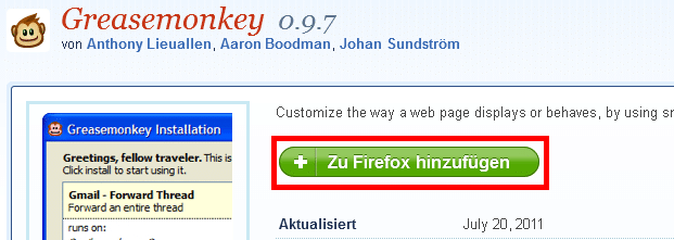 Greasemonkey für FireFox installieren
