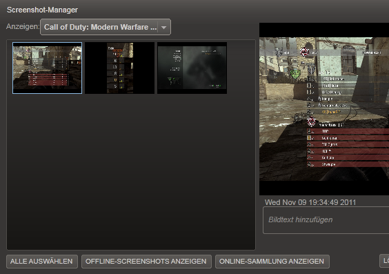 CoD: Modern Warfare 3 - Screenshot Manager