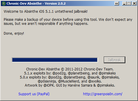 Absinthe iOS Jailbreak Done