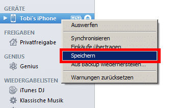 iTunes - iPhone Backup