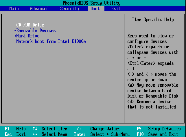 BIOS Boot Reihenfolge