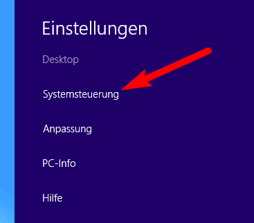 Windows8 Systemsteuerung
