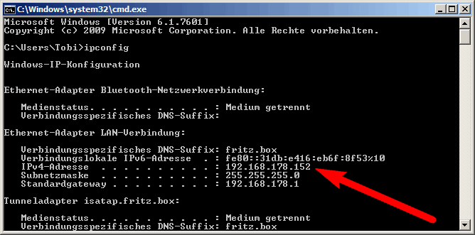 lokale IPv4 Adresse