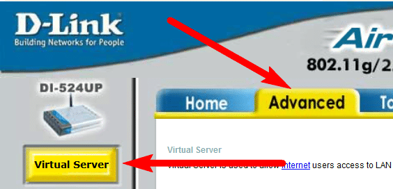 Virtual Server D-Link DI524