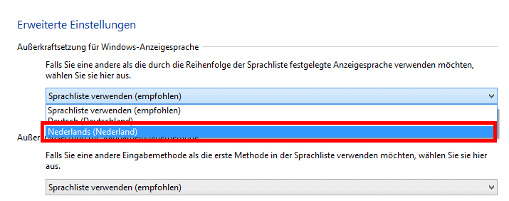 Windows 8 Anzeigesprache wählen