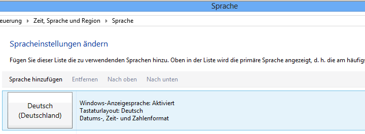 Windows 8 Sprache
