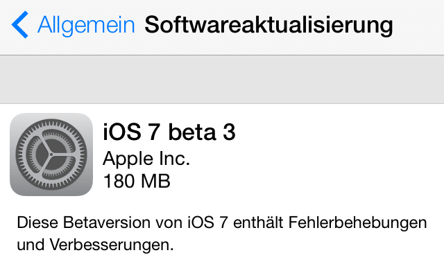 Apple: iOS 7 Beta3 steht zum Download bereit