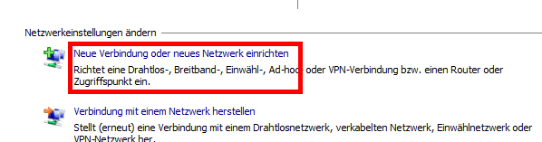 Windows 7 - Neue Verbindung einrichten