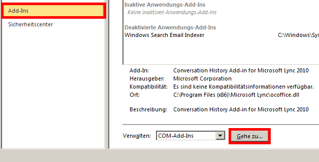 Outlook 2010 - Add-Ins