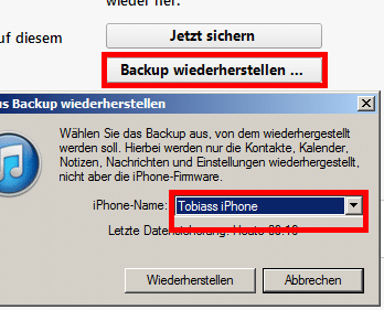 Backup wiederherstellen