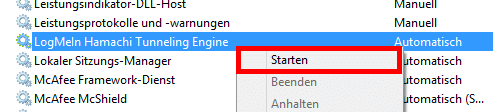 Hamachi Engine starten