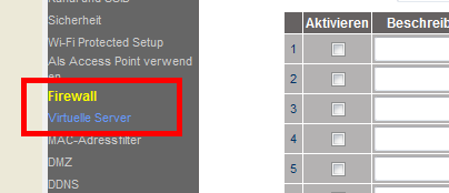 Belkin F7D1301 v1 virtuelle Server