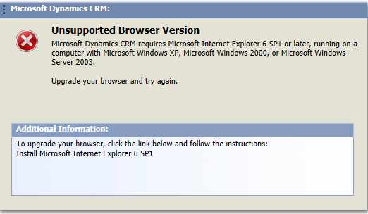 CRM 4.0 - Unsupported Browser