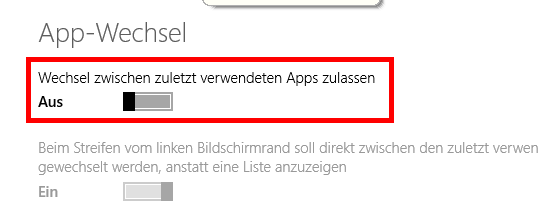 Windows 8.1 App-Wechsel deaktivieren