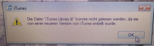 iTunes – Die Datei „iTunes Library.itl“ konnte nicht gelesen werden
