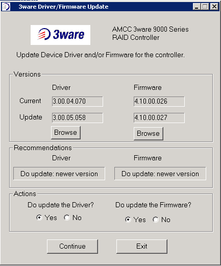 3ware RAID Controller – Firmware Update unter Windows