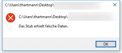 Windows 10 – Das Stub erhielt falsche Daten