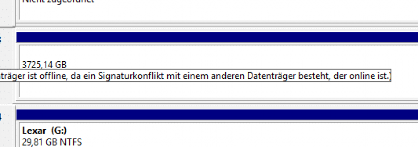 Windows – Datenträger / Festplatte Offline: Signaturkonflikt