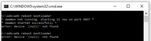ADB – Error: Device (Null) not found