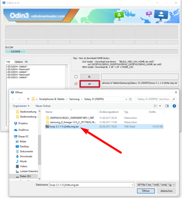 [Anleitung] Samsung Galaxy J5 – TWRP Recovery mit Odin installieren