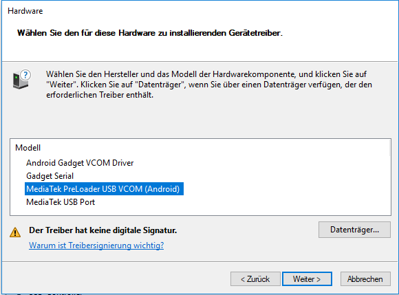 [Anleitung | Windows] Android CDC / MediaTek VCOM USB Treiber installieren